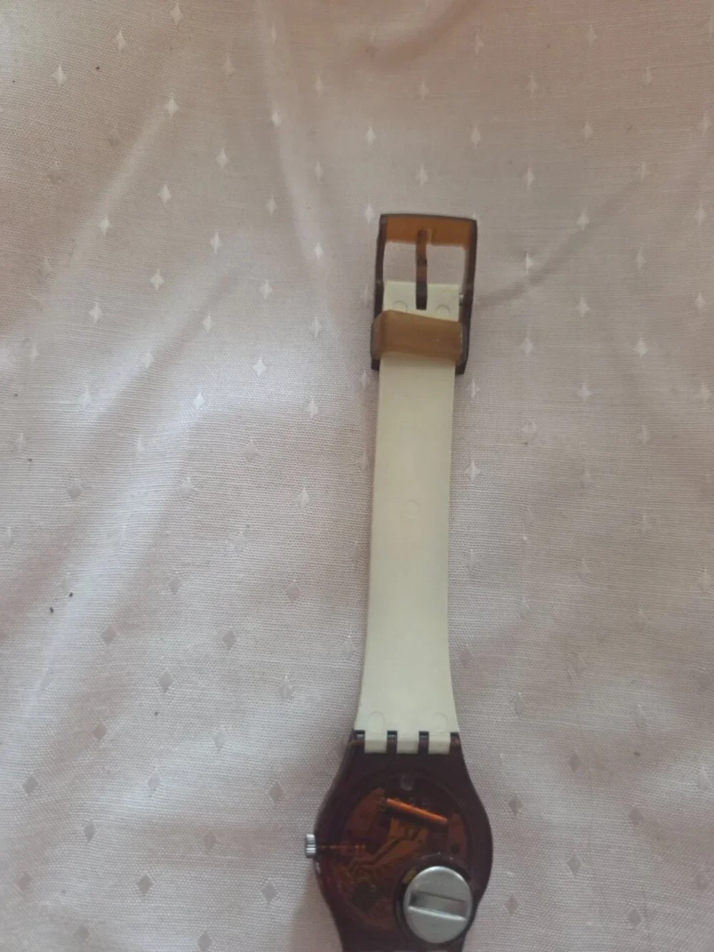 SWATCH Borgo Nuovo ivory color bands and brown face. 1993 Great shape no case